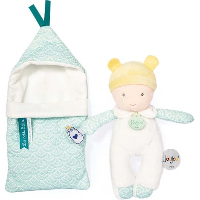 Doudou Jolijou Bábätko v navliekacej perinke 20 cm tyrkysová