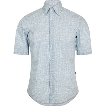 HUGO BOSS Риза с къс ръкав Boss Mens BOSS ORANGE Short Sleeve Shirt - Blue 459