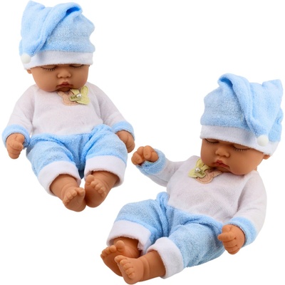 LEAN Toys Spící panenka v modrém pyžamu čepice s bambulí