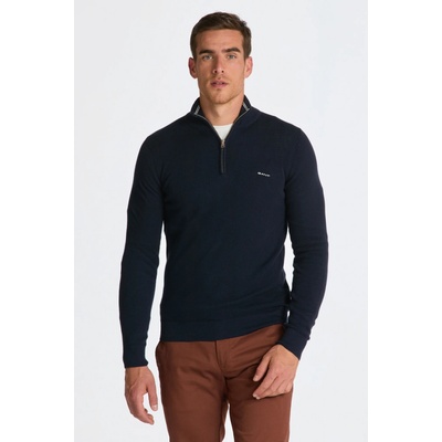 Gant Cotton Pique Halfzip Evening Blue