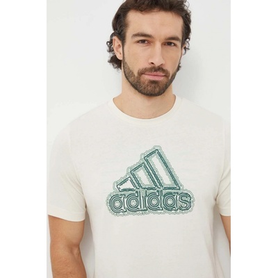adidas pánske tričko s potlačou IS2873 béžové