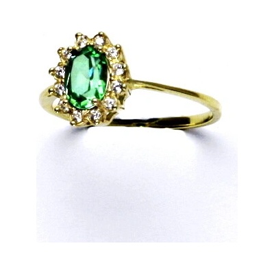 Čištín Zlatý prsten Kate žluté i bílé zlato zirkon smaragd čiré zirkony T 1480