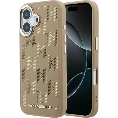 Karl Lagerfeld PU Perforated Monogram MagSafe Zadní Kryt pro iPhone 17 Beige