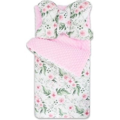 Baby Nellys Spacák Minky S Vankúšikom Flowers ružový