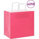 vidaXL Хартиени торбички 250 бр с дръжки розови 26x17x25 см (4101899)