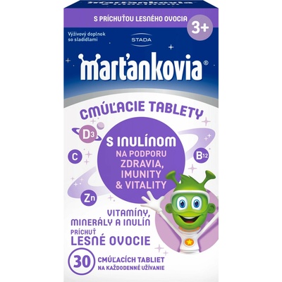Marťankovia s inulínom cmúľacie tabliety príchuť lesné ovocie 30 cmúľacích tabliet
