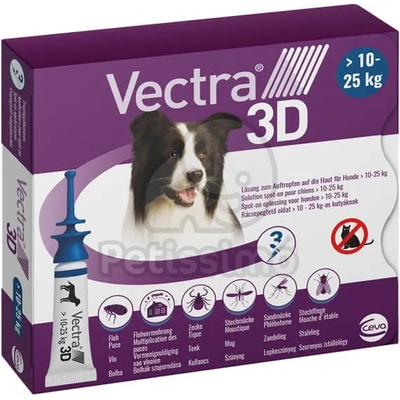 Vectra 3D капков разтвор за кучета 3 x 3, 6 мл за кучета от средни породи