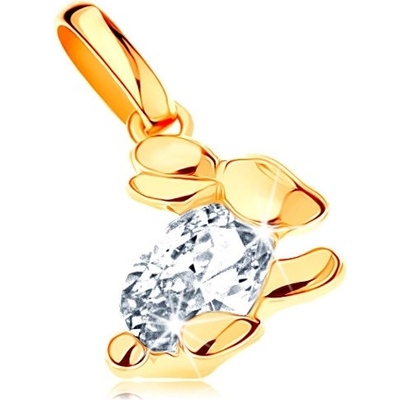 Šperky Eshop Zlatý přívěsek blýskavý zajíček s čirým zirkonovým tělem S2GG120.08