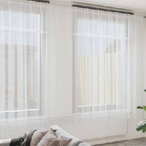 Pure Line Home Готово бяло дантелено перде с флорален мотив Лале, височина 300 см