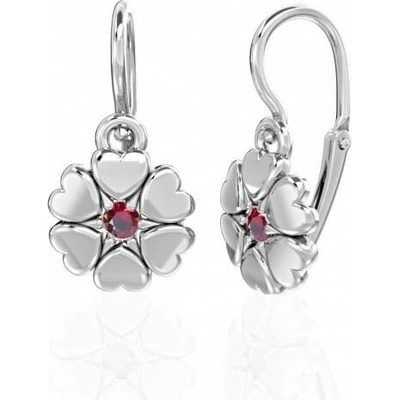 Couple, Dětské náušnice Poppy, bílé zlato s červenými zirkony, 585-66-3-0685.1B00.0.00.004.14