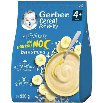 GERBER Cereal mléčná kaše banánová Dobrou noc 230 g