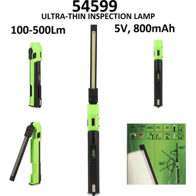 JBM Акумулаторна сгъваема LED лампа - ултра тънка 100-500Lm, 5V, 800mAh , JBM 54599