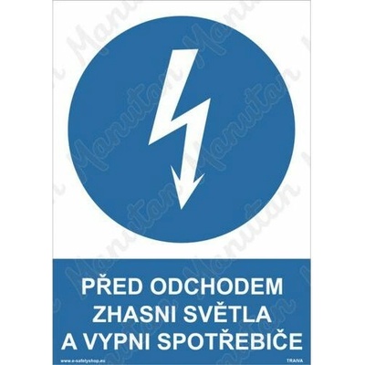 Před odchodem zhasni světla a vypni spotřebiče, samolepka 210 x 297 x 0,1 mm A4