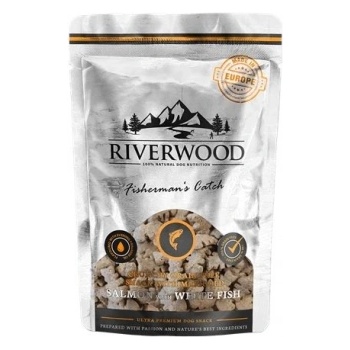 Riverwood - Хрупкави лакомства за кучета, сьомга и бяла риба, 200 гр