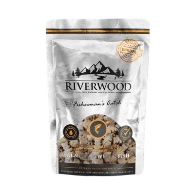 Riverwood - Хрупкави лакомства за кучета, сьомга и бяла риба, 200 гр