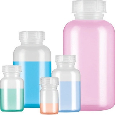 Lahve se širokým hrdlem z LDPE, kulaté, transparentní, objem 100 ml, 30 kusů