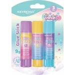 Keyroad Adhesive stick KEYROAD, Pastel, PVP, 9g, 3 pcs, blister, mix of colors