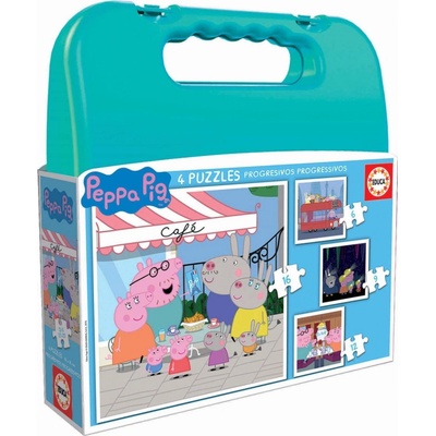 EDUCA v kufříku Prasátko Peppa 4v1 6,9,12 16 dílků
