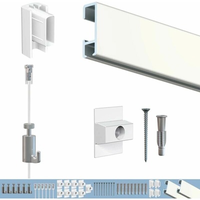 Závěsný systém na obrazy - SET Click Rail bílá přetíratelná 2x150cm