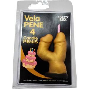  Свещ във формата на пенис, цифрата 4 - Penis Shape Candle Gold (D-246299)
