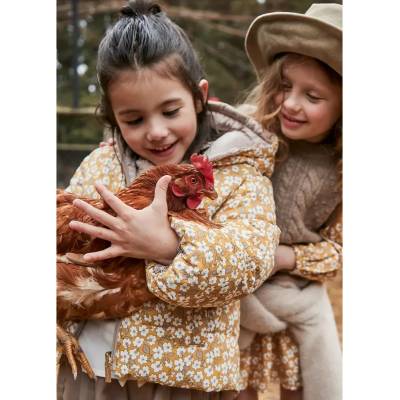 MAYORAL Яке с две лица медено с цветя и бежово за мини момиче Mayoral