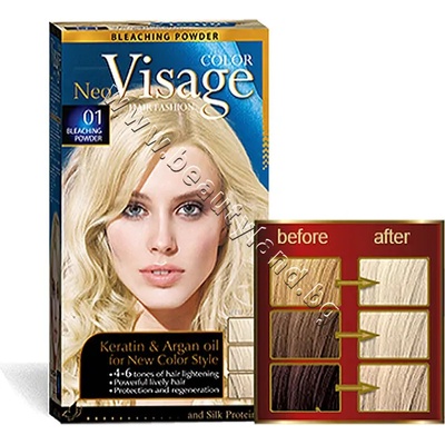 Боя за коса Visage Fashion Permanent Hair Color, 01 Luminous Powder, p/n VI-206001 - Трайна крем-боя за коса, осветляваща пудра (VI-206001)