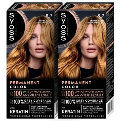 Syoss barva na vlasy Permanent Color 8-7 medová blond 2 ks
