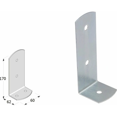 Domax zaskrutkovacia pätka stĺpika PSC 60 - 60 x 62 x 170 x 2 mm 4 ks