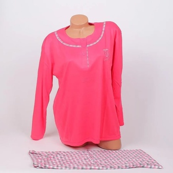 Image 1 of Дамска макси пижама в коралово и кариран десен