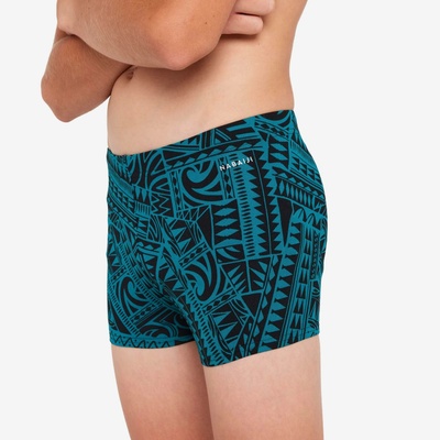 Nabaiji Chlapčenské boxerkové plavky 500 Fitib Fatu tmavozelené zelená