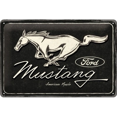 Plechová cedule Ford - Mustang - Logo Black, 30 × 20 cm