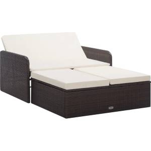 vidaXL Градински комплект с възглавници, 2 части, кафяв полиратан (46079)