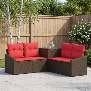 vidaXL Комплект дивани 5 бр. Кафяво и червено 178, 5 x 178, 5 x 85 см (3447815)
