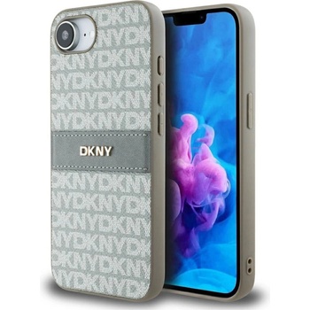 DKNY Калъф DKNY Repeat Texture Pattern with Tonal Stripe iPhone 16e - бежов