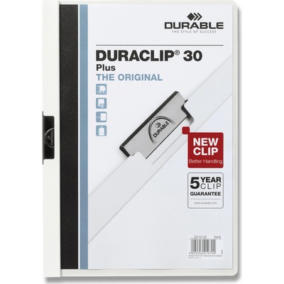 Durable Duraclip plastový rychlovazač na 30 listů bílý A4