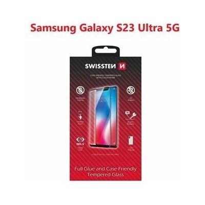 Swissten Full Glue, Color frame, Case friendly, Ochranné tvrdené sklo, Samsung Galaxy S23 Ultra 5G, čierne 8595217480926
