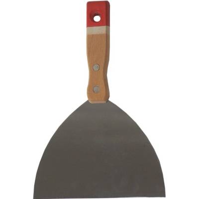 TOPTRADE špachtľa nerezová, s drevenou, nitovanou rukoväťou, 150 mm, profi
