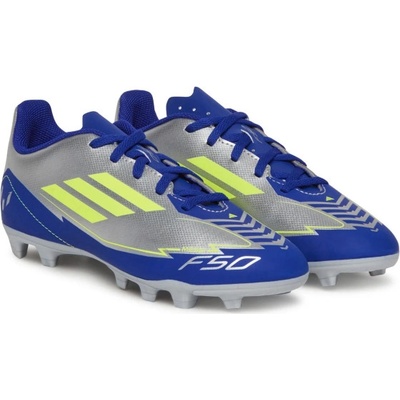 adidas F50 Club Messi K FG silver metallic/solar yellow/lucid blue
