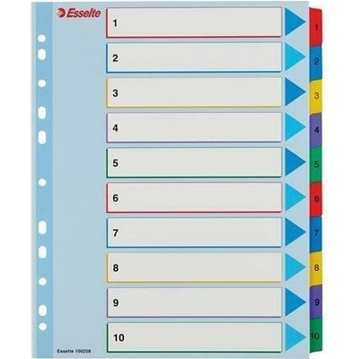 Zesílené rejstříky "Standard", popisovatelná titulní str., mix barev, karton, A4 Maxi, 1-10,