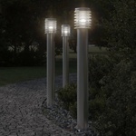 vidaXL Външни подови лампи, 3 бр, сребрист, 110 см, неръждаема стомана (4006360)