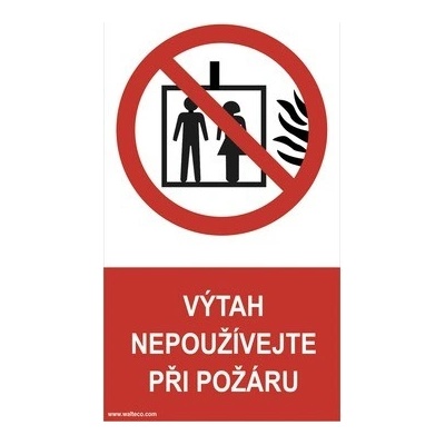 Samolepka "Výtah nepoužívejte při požáru" 80x150 mm