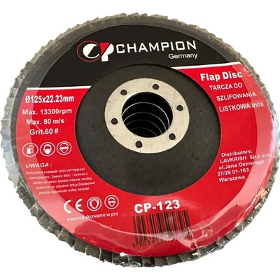 Champion Sada lamelových brusných kotoučů 125 × 22,23 mm, hrubost G60, 10 ks
