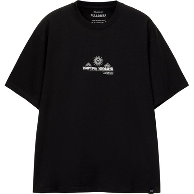 Pull&Bear Тениска черно, размер M