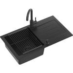 Quadron Комплект кухненска мивка Quadron Pop Johnny 111 и смесител Kate, карбоново черно, 77x44 см (HCQJ7744BLM_BDR_PC)