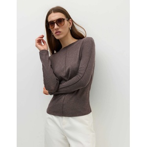 Marks & Spencer Изглажен топ с дълги ръкави, с вълна Marks & Spencer кафяв Marks & Spencer | Kafyav | ЖЕНИ | 8