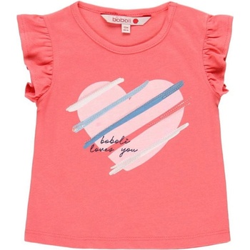 Boboli dievčenské tričko so srdiečkom ružová