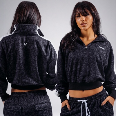 Half-zip mikina s leopardím vzorem PRIMAL 866 Black leopard BLACK LEOPARD