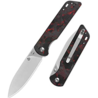QSP knife Parrot V2 Liner Lock, zavírací s klipem, CF překrytí, rukojeť G10, červená QS102-I