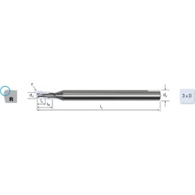 MIKRON TOOL Fréza tvrdokovová 2-břitá, ha, rohový rádius, mikron 3xd, 179012 1,20x0,10 vhm/exedur sl