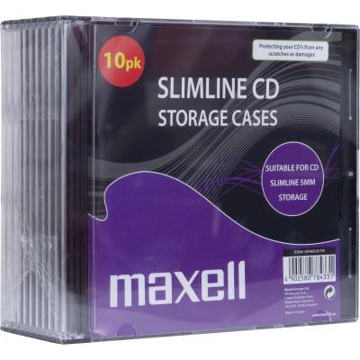 Maxell Кутийки за CD/DVD MAXELL Slim Black 10pk /цена за 10 бр. / (ML-DC-CDBOX-SLIMCASE-10PK)